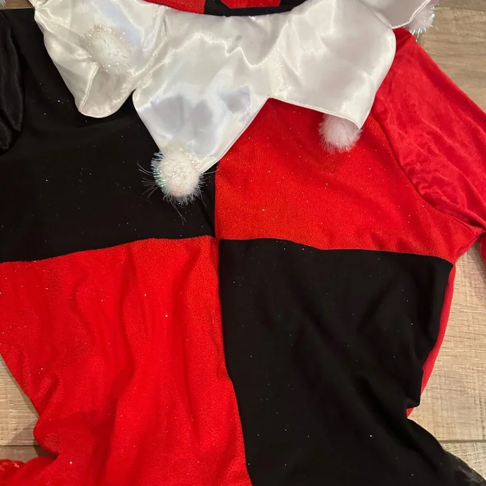 HARLEY QUINN HALLOWEEN COSTUME RED BLACK LARGE 12-14 GIRLS